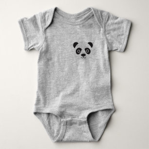 Body Para Bebê Panda Face Black and White Bear