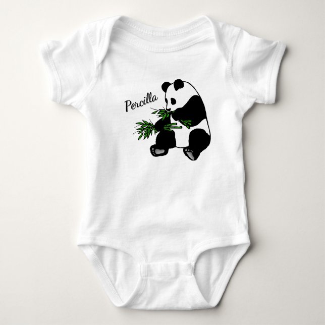 Body Para Bebê Panda Gigante Come Bambu Nome   (Frente)