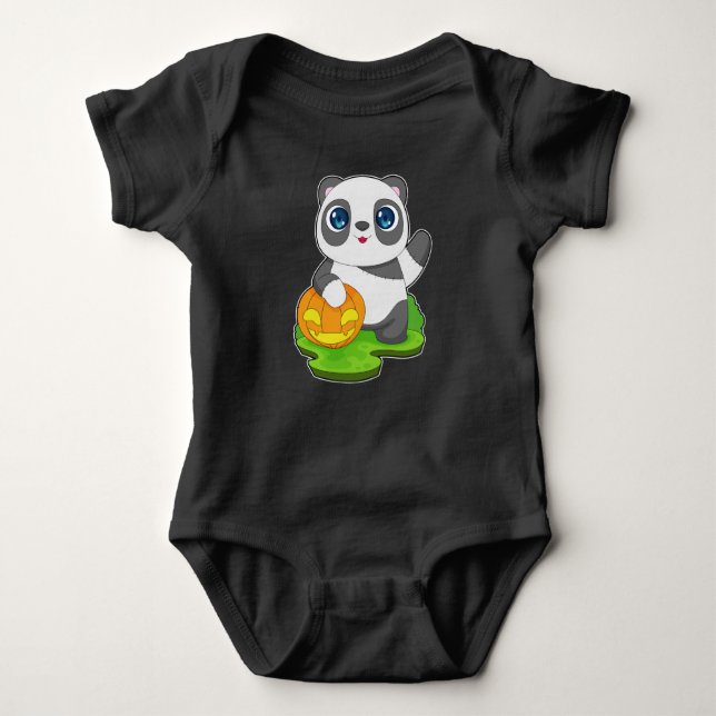 Body Para Bebê Panda Halloween Pumpkin (Frente)