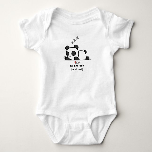 Body Para Bebê : Panda Kawaii Fofo - Bateria Baixa 1% Hora da Son (Frente)