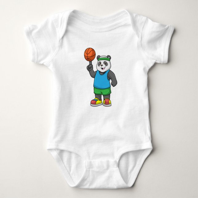 Body Para Bebê Panda no Esporte com Basquete (Frente)