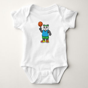 Body Para Bebê Panda no Esporte com Basquete