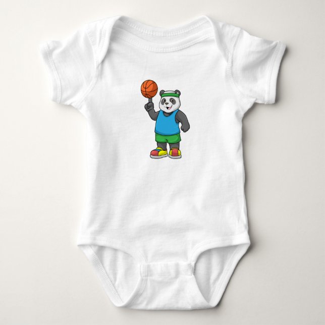 Body Para Bebê Panda no Esporte com Basquete (Frente)