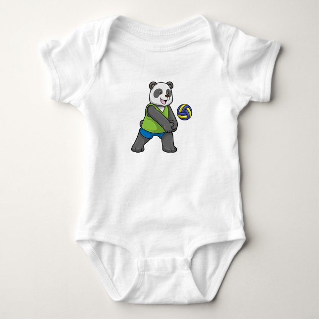 Body Para Bebê Panda no Esporte com Voleibol (Frente)