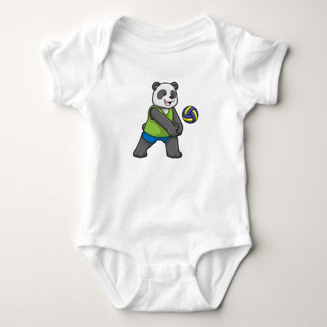 Body Para Bebê Panda no Esporte com Voleibol (Frente)
