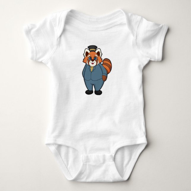 Body Para Bebê Panda Vermelho como Noivo com Chapéu (Frente)