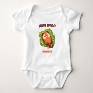 Body Para Bebê Panda Vermelho Personalizado para Recém-Nascido