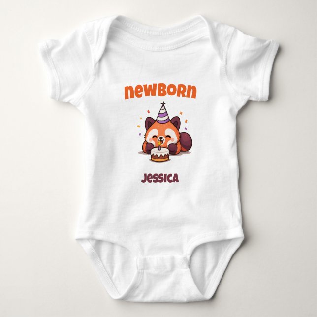 Body Para Bebê Panda Vermelho Recém-Nascido (Frente)