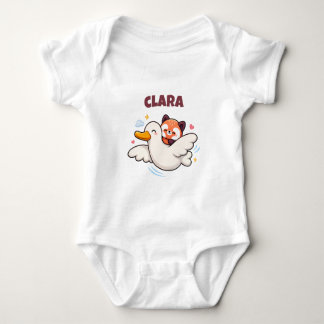 Body Para Bebê Panda Vermelho Voador Personalizado