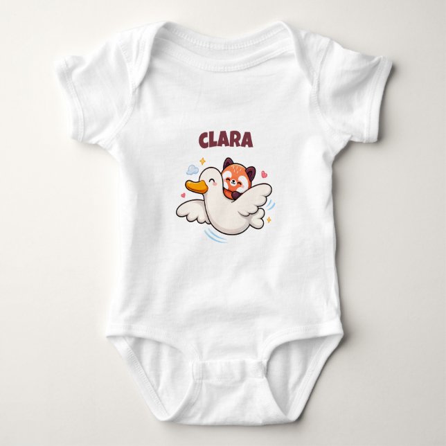 Body Para Bebê Panda Vermelho Voador Personalizado (Frente)