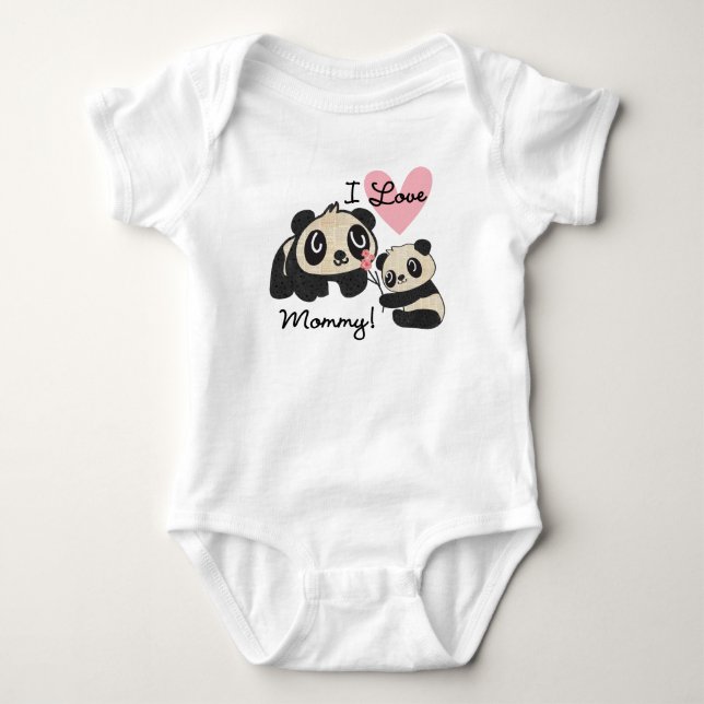 Body Para Bebê Pandas I Love Mamãe (Frente)