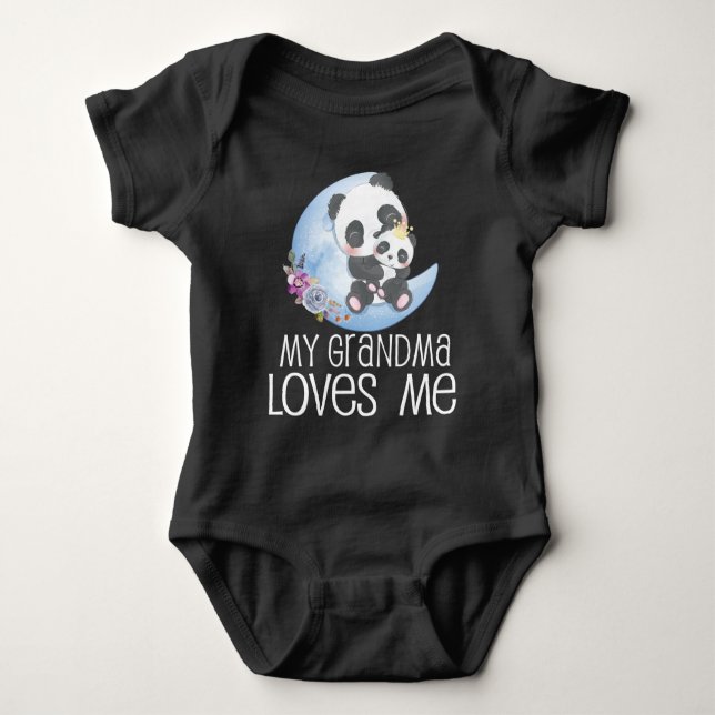 Body Para Bebê Pandas na Lua 🐼 Minha Avó Me Ama (Frente)