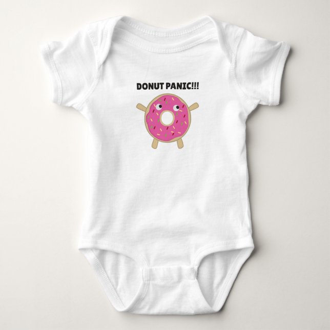 Body Para Bebê Pânico de rosquinha - Pun Engraçado Com Rosquinhas (Frente)