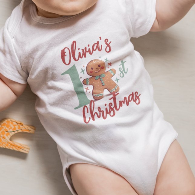Body Para Bebê Pão de Mel Personalizado para o Primeiro Natal do  (Criador carregado)