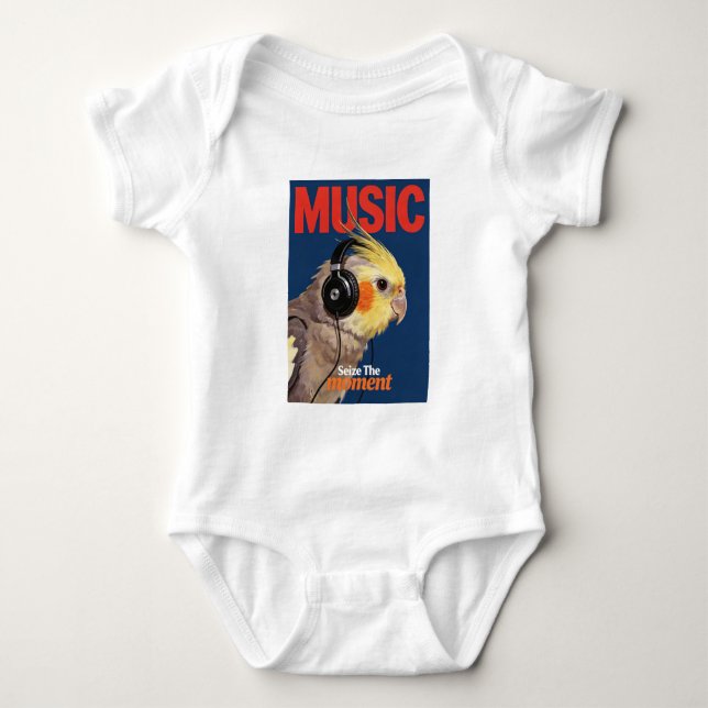 Body Para Bebê Papagaio Amante de Música (Frente)