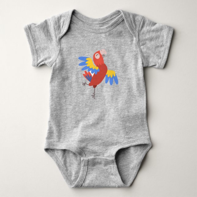 Body Para Bebê Papagaio Feliz Dançando Pássaro Fofo (Frente)