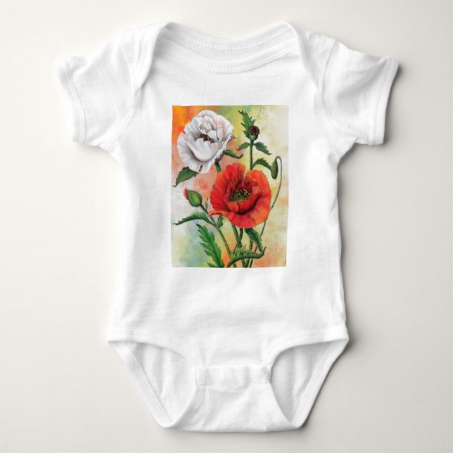 Body Para Bebê Papagaios Brancos Vermelhos Bebê Bodô (Frente)