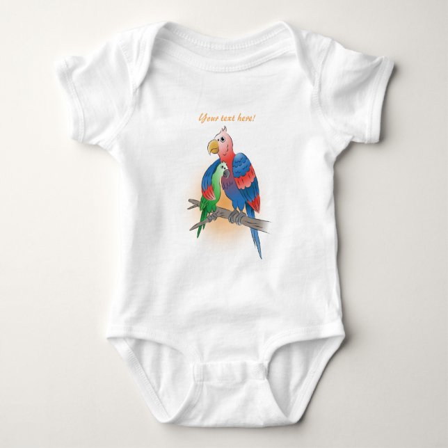 Body Para Bebê Papagaios Feliz Dia das Mães (Frente)