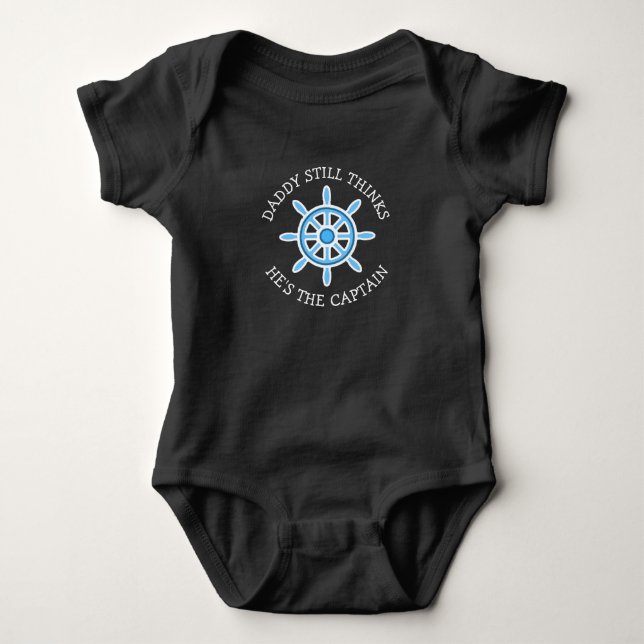 Body Para Bebê Papai acha que ele é o Capitão Bebê Divertido (Frente)