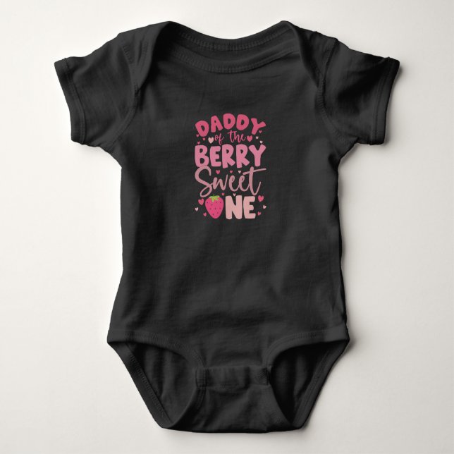 Body Para Bebê Papai do Doce Morango de Frutas Aniversário de Nas (Frente)