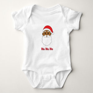 Body Para Bebê Papai Noel Afro-Americano Família Ho Ho Ho Branco