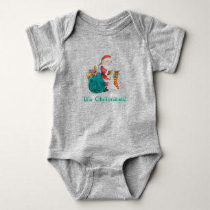 Body Para Bebê papai noel bonito com o bebê do Natal dos