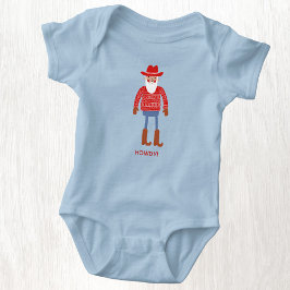 Body Para Bebê Papai Noel Cowboy com Texto Personalizado de Natal
