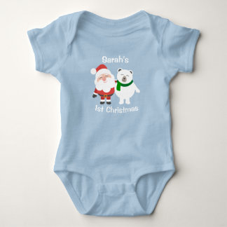 Body Para Bebê Papai Noel Fofo e Urso Polar 1º Natal