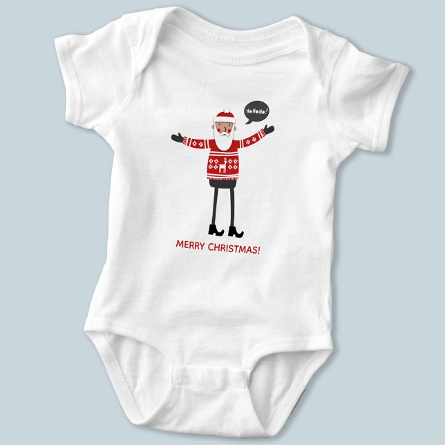 Body Para Bebê Papai Noel Hipster com Texto Personalizado (Hipster Santa in Skinny Jeans Christmas baby bodysuit)