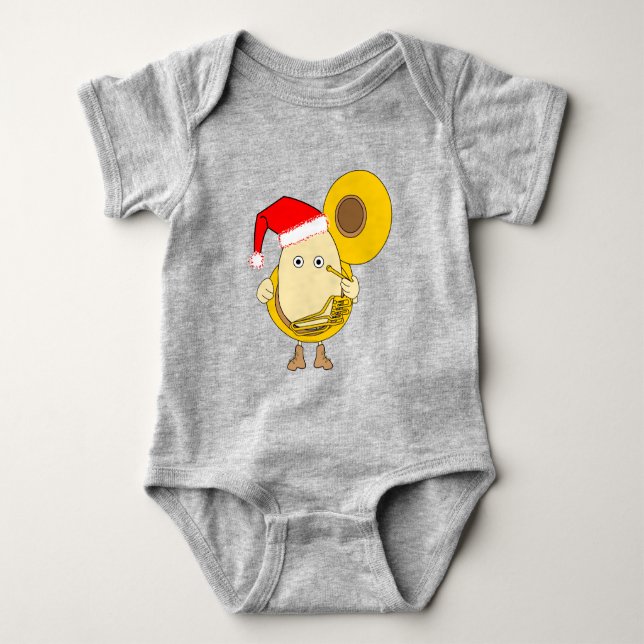 Body Para Bebê Papai noel Tuba Player Egghead (Frente)