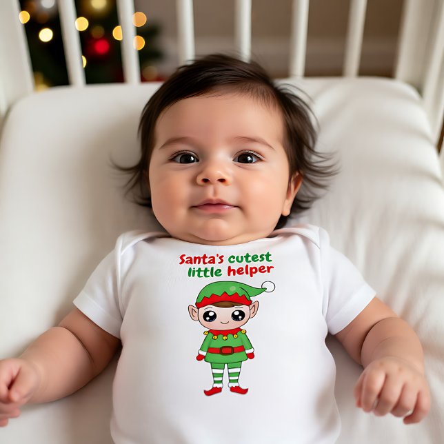 Body Para Bebê papais noeis 🎄 ajudante (🎄 Santa's little helper Baby Bodysuit)