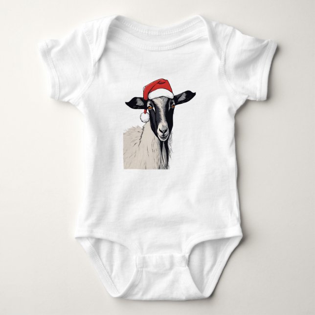 Body Para Bebê Papais noeis de Natal Caprino Santa Hat (Frente)
