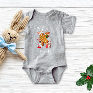 Body Para Bebê Papais noeis de Natal Gingerpão - Letra K Boy