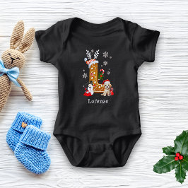 Body Para Bebê Papais noeis de Natal Gingerpão - Letra L Boy