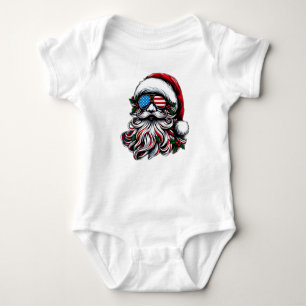 Body Para Bebê Papais noeis de Natal patrióticos/americanos