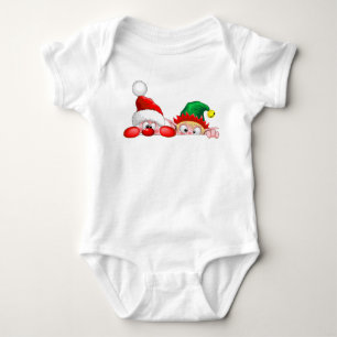 Body Para Bebê Papais noeis e Elf Cute e Caracteres Engraçados