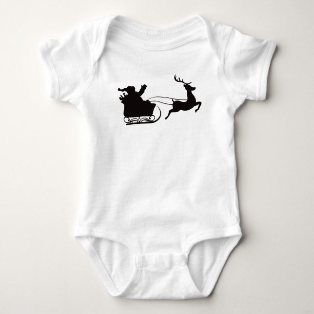 Body Para Bebê Papais noeis Sleigh e Reindeer (Frente)