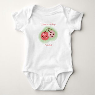 Body Para Bebê Par de Cerejas Cor-de-Rosa Fofas