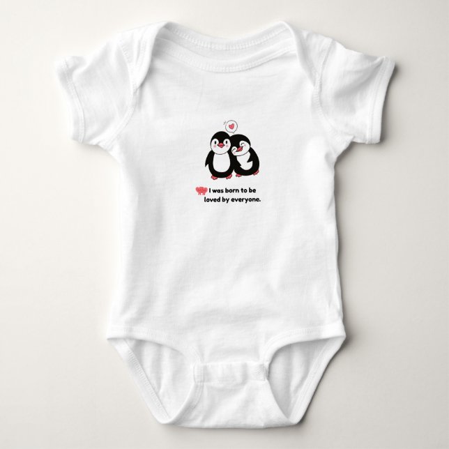 Body Para Bebê Par de Pinguins Fofos - Eu Nasci Para Ser Amado Po (Frente)