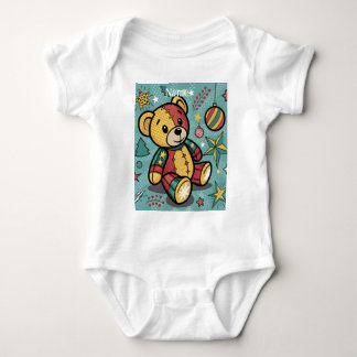 Body Para Bebê Paraquedas de Natal - Urso de Teddy