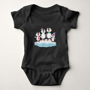Body Para Bebê Parceiro de Natal do amor da família pinguim
