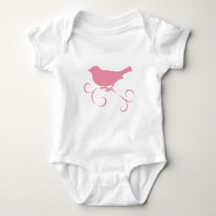 Body Para Bebê Pardal cor-de-rosa com fita