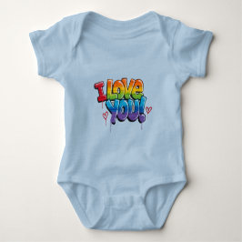 Body Para Bebê Parede de Tijolo Preto com Grafite “Eu Te Amo!”