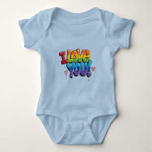Body Para Bebê Parede de Tijolo Preto com Grafite “Eu Te Amo!”
