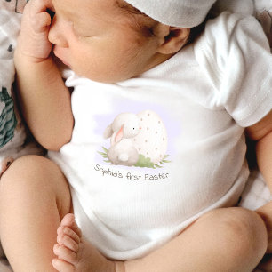 Body Para Bebê páscoa de 1rua Coelhinho Personalizado Nome Bebê R