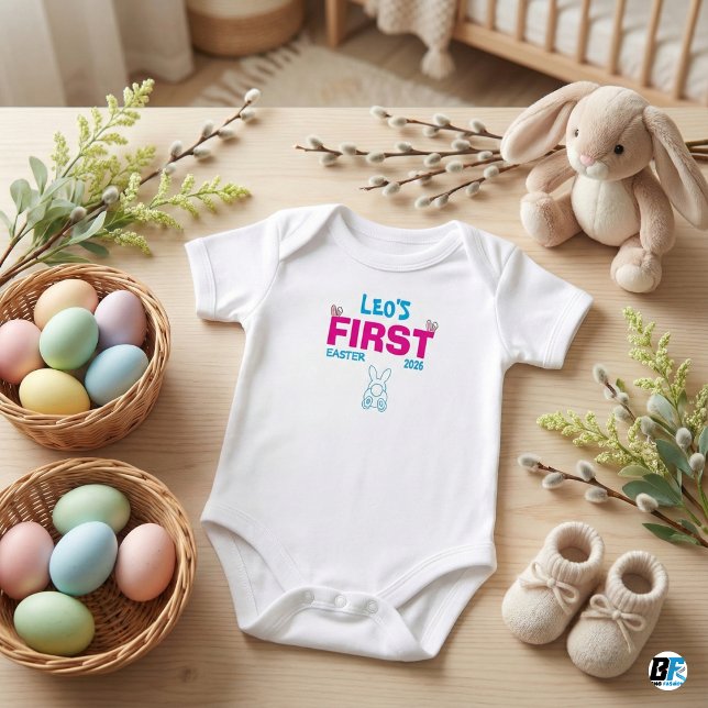 Body Para Bebê Páscoa Personalizada de 2026 Bunny Bum Fofo (Criador carregado)