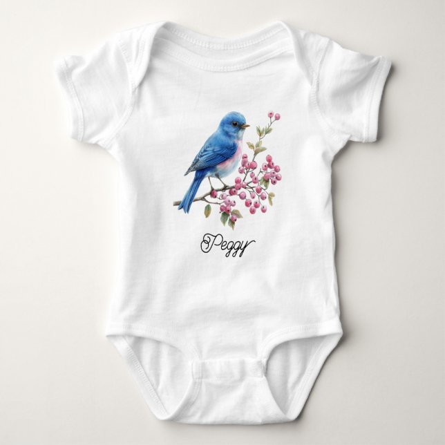 Body Para Bebê Passarinho Azul Bonito (Frente)
