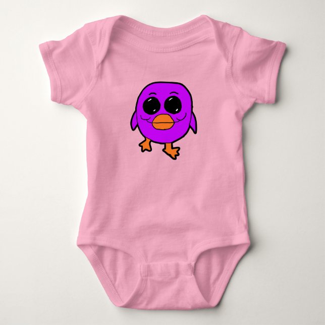 Body Para Bebê Passarinho Roxo Kawaii (Frente)