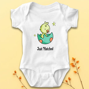 Body Para Bebê Pássaro Amarelo Recém-Nascido na Casca do Ovo Neut