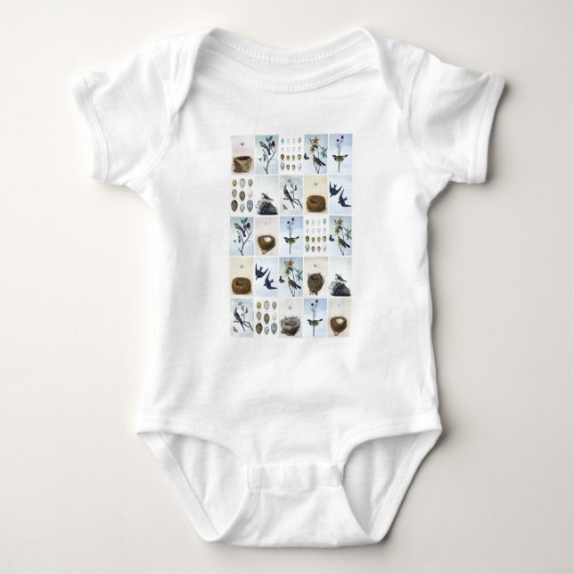 Body Para Bebê Pássaros e ninhos (Frente)